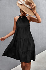 Southern Nights Tiered Halter Dress - Black Ins Street