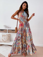 Never Too Much Printed Open Back Maxi Dress Ins Street