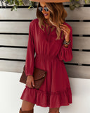 Nathalia Satin Ruffle Dress - Magenta Ins Street