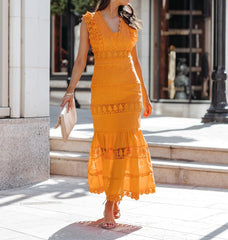 Jade Cotton Eyelet Tiered Maxi Dress - Tangerine - FINAL SALE Ins Street