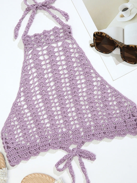 Tie Back Crochet Halter Cover Up Top 2023-03-14 InsStreet