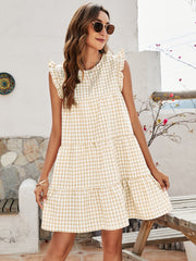 Cupcake Cotton Pocketed Polka Dot Babydoll Dress - Beige ENDL-001