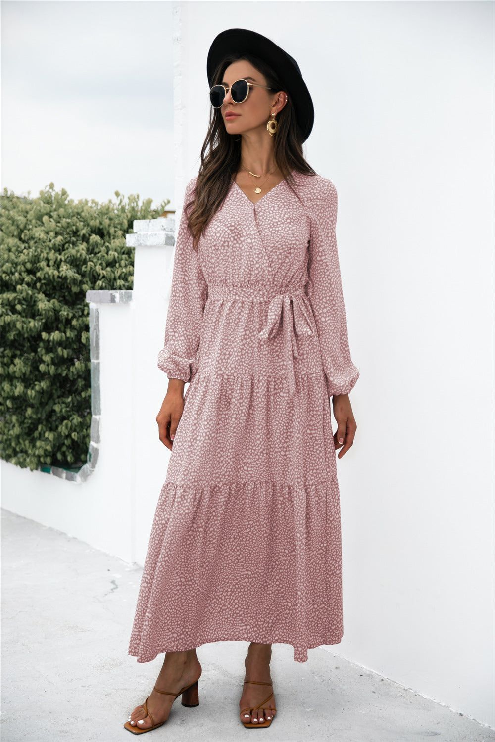 Sanibel Swiss Dot Boho Maxi Dress - Marsala JUST-001