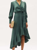 Paloma Wrap Knit Midi Dress - Olive Ins Street