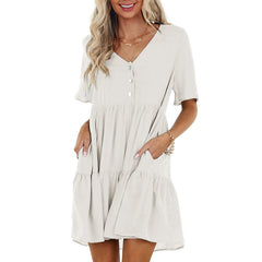 Giddy Pocketed Babydoll Dress - Ecru Ins Street