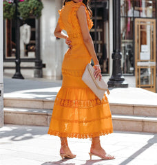 Jade Cotton Eyelet Tiered Maxi Dress - Tangerine - FINAL SALE Ins Street