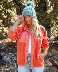 Comfy Cute Pocketed Sherpa Pullover - Flame - FINAL SALE ALL-001