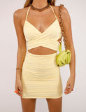 Cressida Ribbed Knit Cutout Dress - Mustard - FINAL SALE TYCH-001