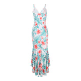 Rover Floral High Low Ruffle Maxi Dress Ins Street