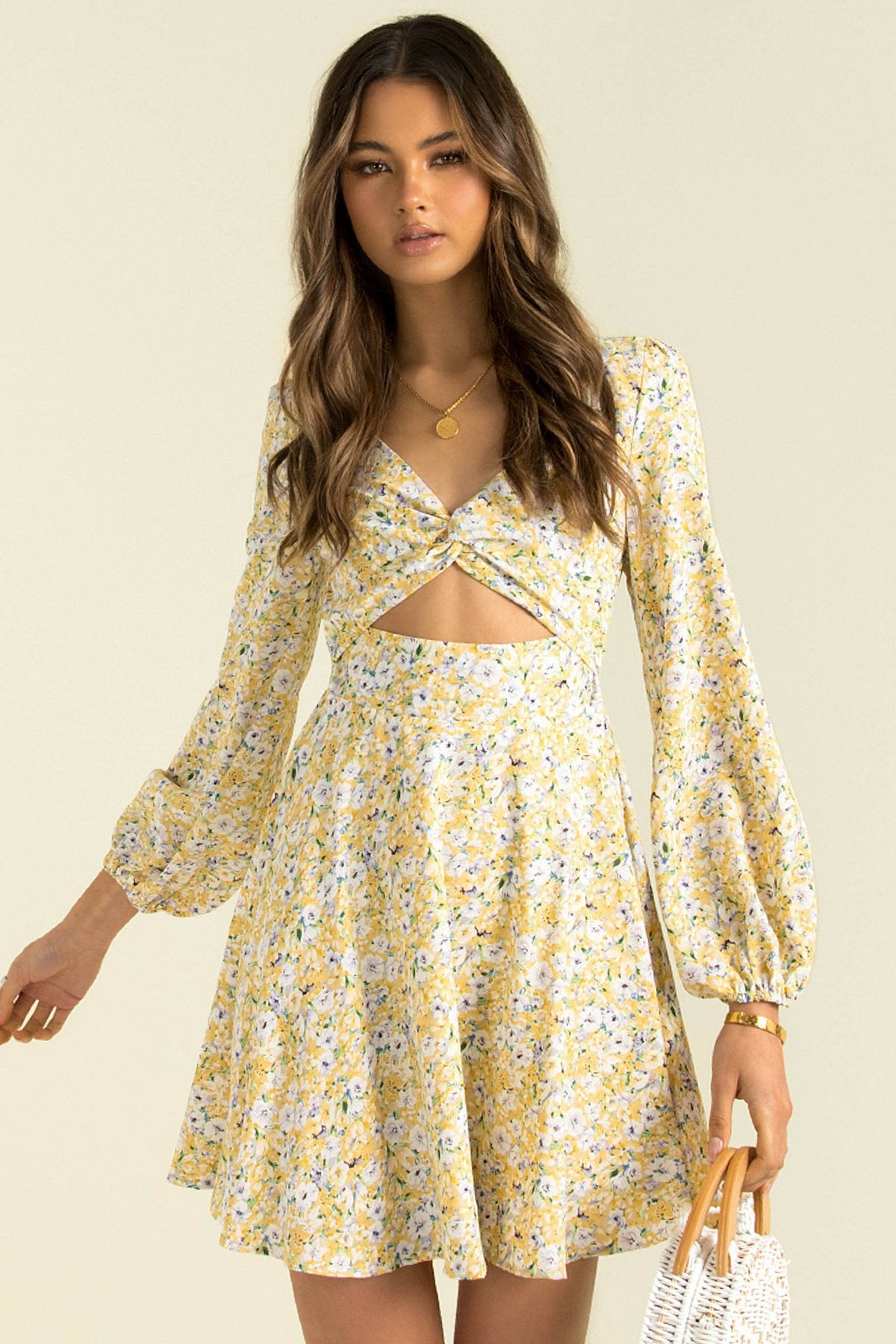 Inner Sunset Floral Smocked Cutout Dress - Sage Ins Street