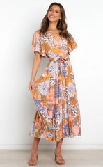 Valda Palm Print Tiered Maxi Dress SALT-001