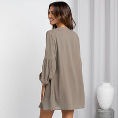 Noland Button Down Cover-Up Dress - Beige Ins Street