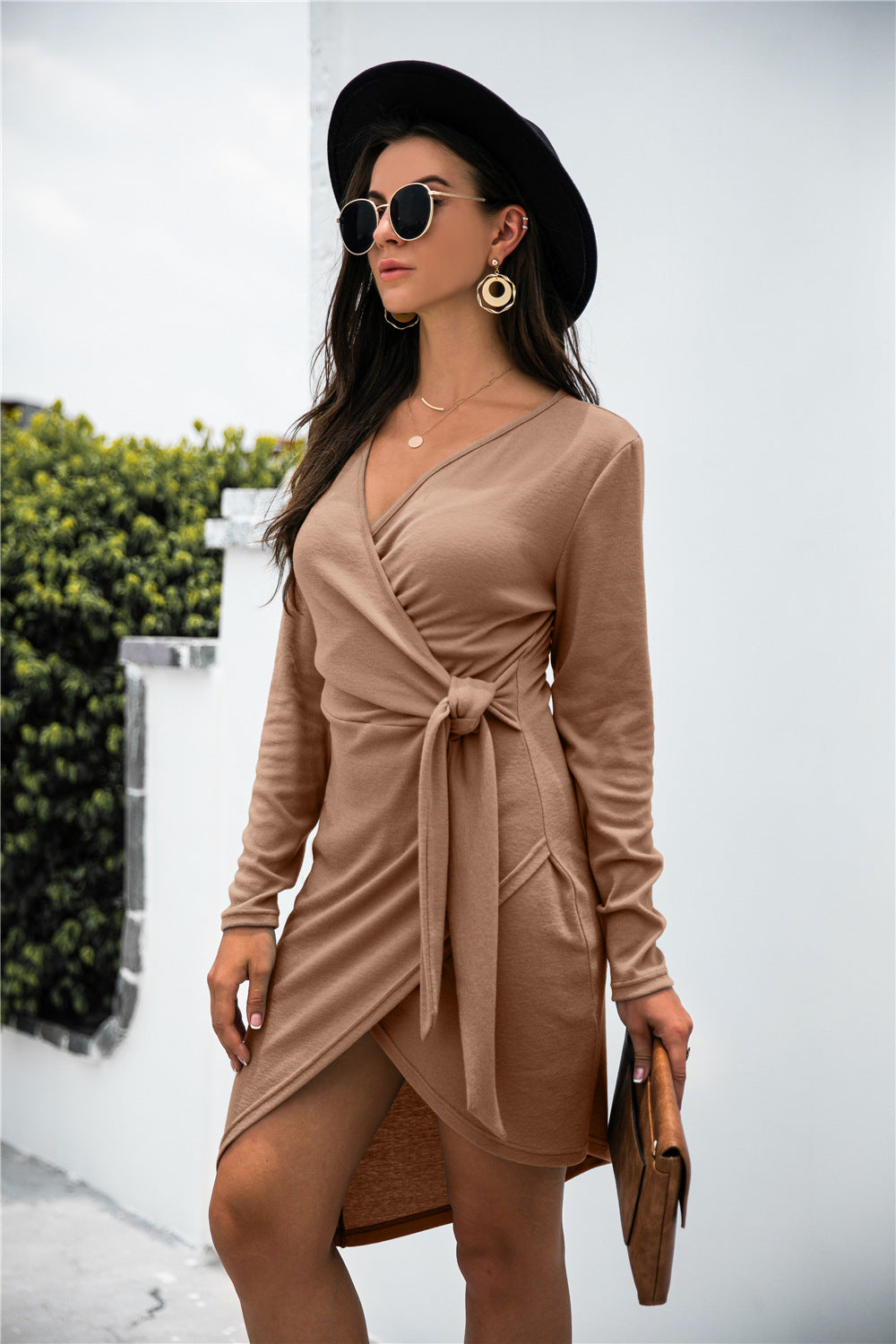 Gabriella Ribbed Twist Dress - Camel Ins Street