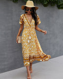 Nadine Floral Smocked Maxi Dress - Mustard Ins Street