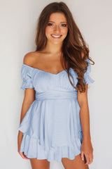 Mahoney Smocked Ruffle Mini Dress - Light Blue Ins Street