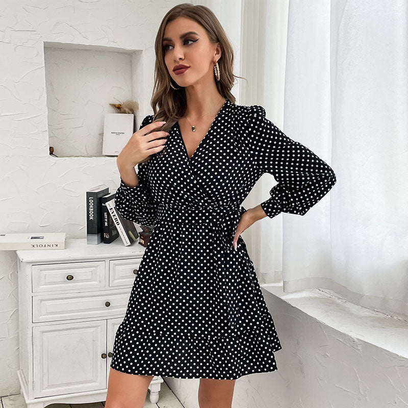 Leyla Polka Dot Shimmer Dress - Black – InsStreet