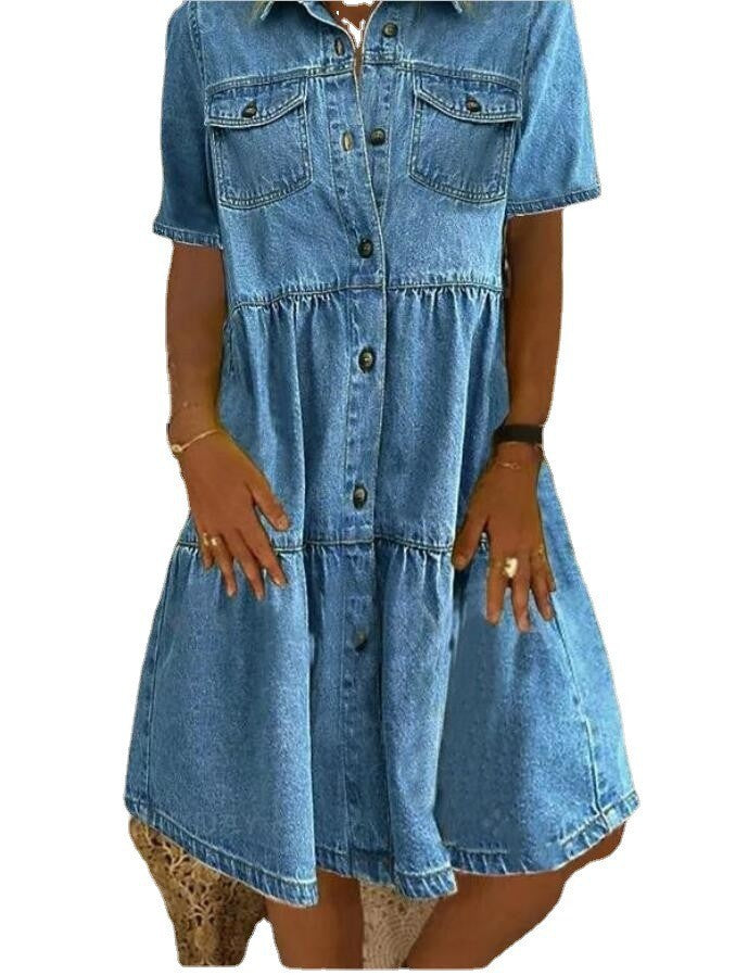 Sunol Tiered Button Down Chambray Dress Ins Street