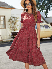 Lilliana Smocked Printed Maxi Dress Ins Street