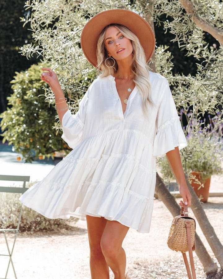 Woodbury Cotton Embroidered Babydoll Dress - Off White – InsStreet