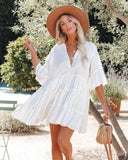 Woodbury Cotton Embroidered Babydoll Dress - Off White Ins Street