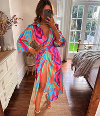 Ravi Printed Long Sleeve Wrap Maxi Dress - FINAL SALE Ins Street