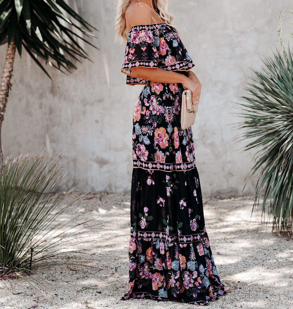 Montecito Floral Off The Shoulder Maxi Dress Ins Street
