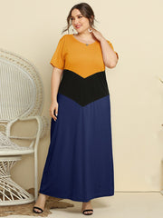 Simple Colorblock Loose Short Sleeve Dress 2023-03-14 InsStreet