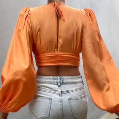 Rhene Woven Crop Top - Light Amber Ins Street