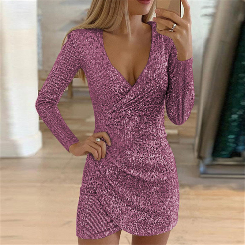 Entertainment Sequin Wrap Dress - Rose Gold - FINAL SALE Ins Street