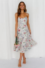 Hulda Floral Smocked Asymm Maxi Dress Ins Street