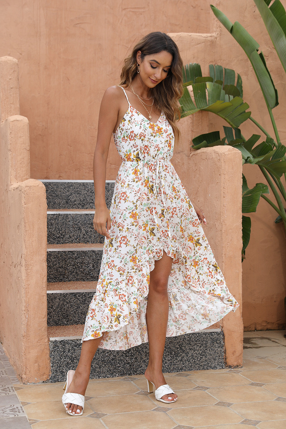 Spin Me Around Printed High Low Maxi Dress - Brick Ins Street