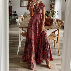 Turned Season Smocked Puff Sleeve Maxi Dress - FINAL SALE OLIV-001