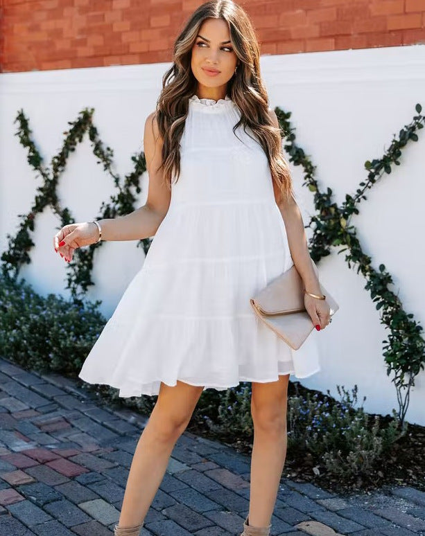 Southern Nights Tiered Halter Dress - Off White - FINAL SALE Ins Street