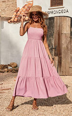 Sunshower Cotton Tiered Maxi Dress - Blush Ins Street