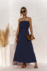 Free Falling Strapless Tiered Maxi Dress - Deep Navy Ins Street