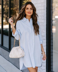 Harmony Cotton Button Down Shirt Dress - Lavender Ins Street