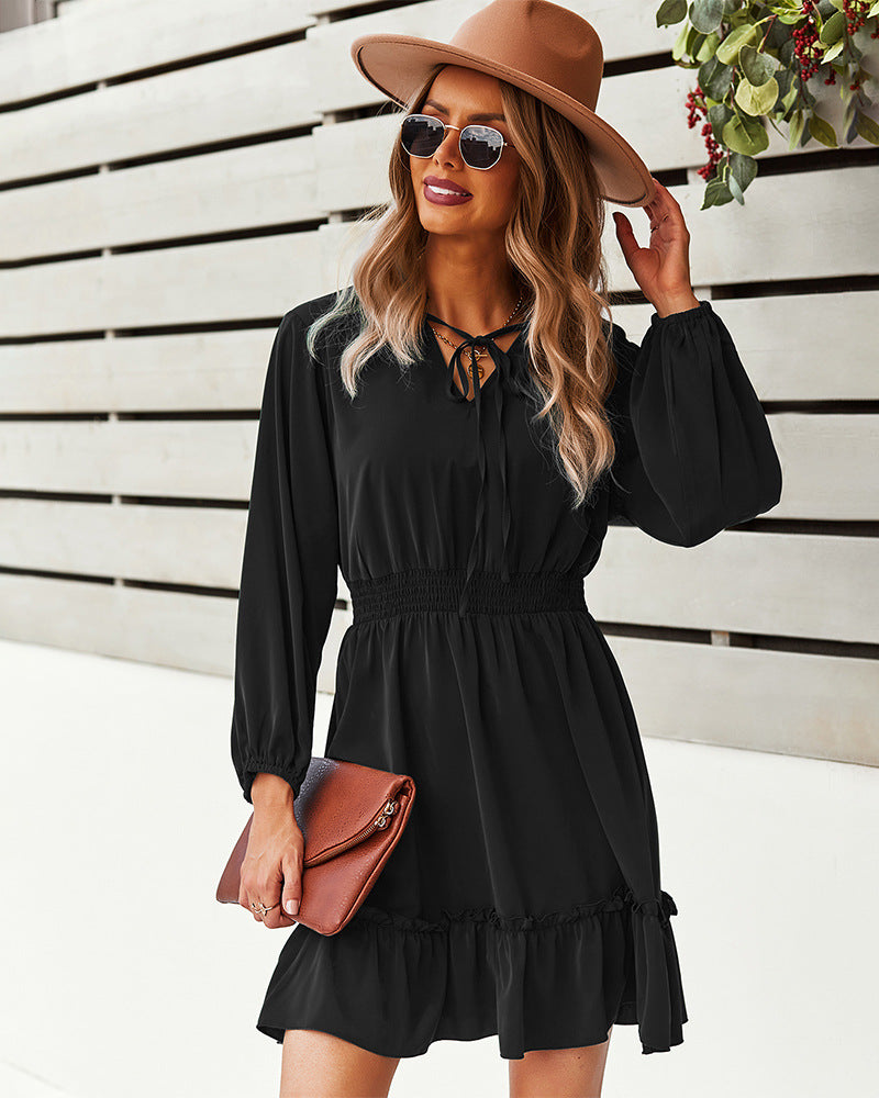 Indy Billowed Ruffle Dress - Black Ins Street