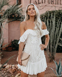 Passion Lace Off The Shoulder High Low Midi Dress Ins Street