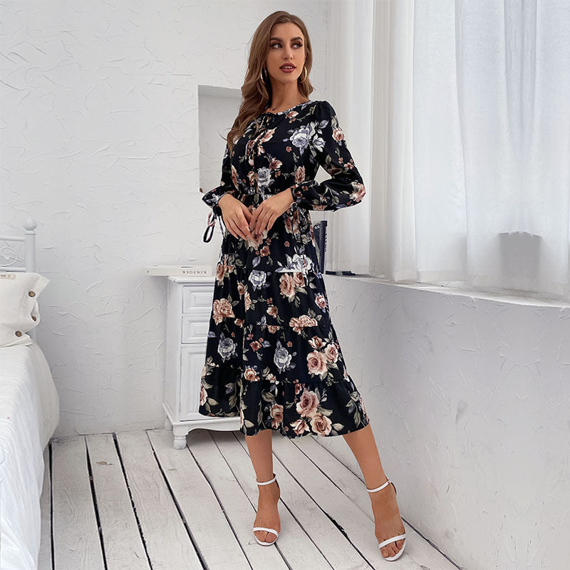 Early Sunset Floral Plisse Midi Dress Ins Street