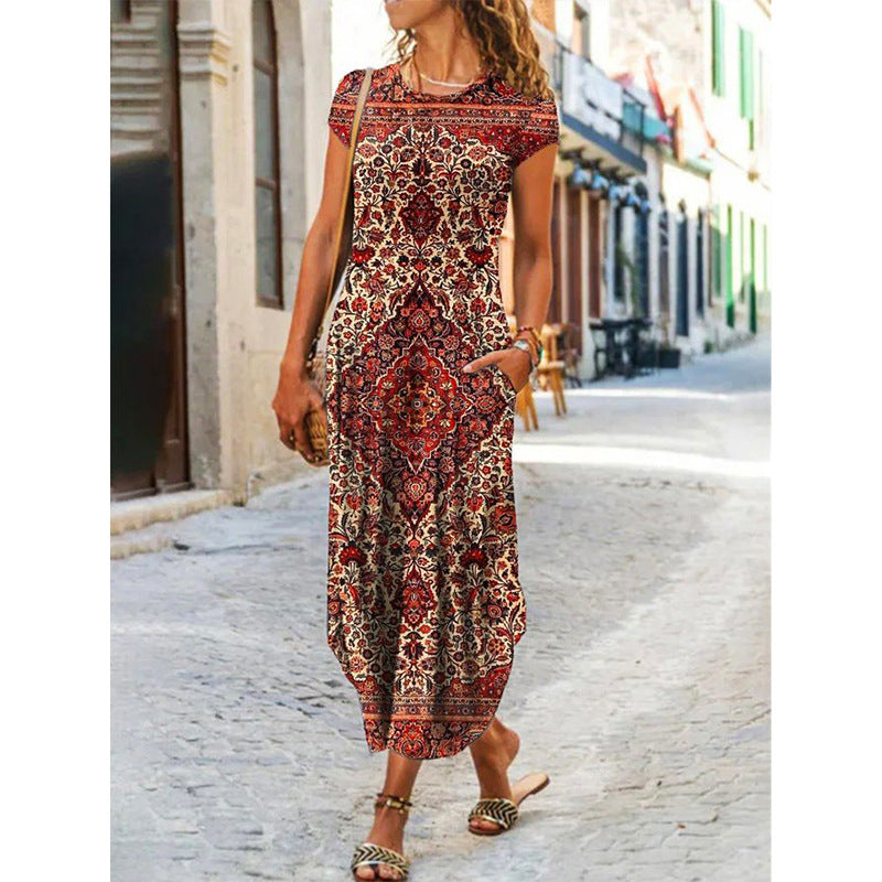 Little Miss Floral Pocketed High Low Tiered Maxi Dress Ins Street
