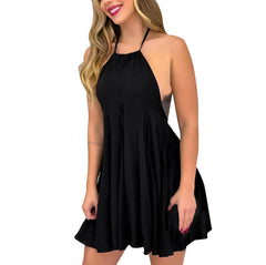 Darcy Distressed Halter Tunic- Black - Final Sale ANAM-001