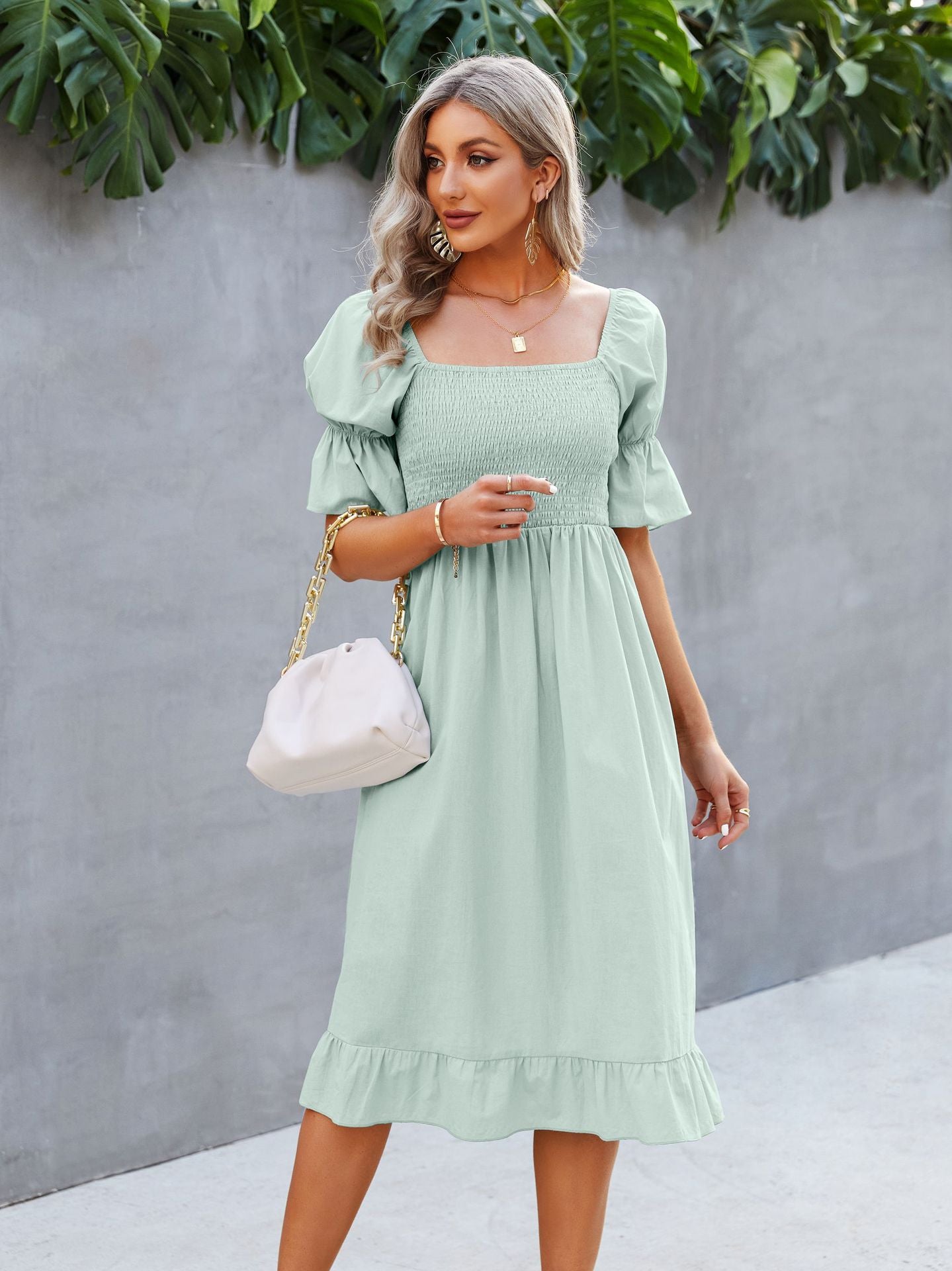 Renata Puff Sleeve Maxi Dress Ins Street