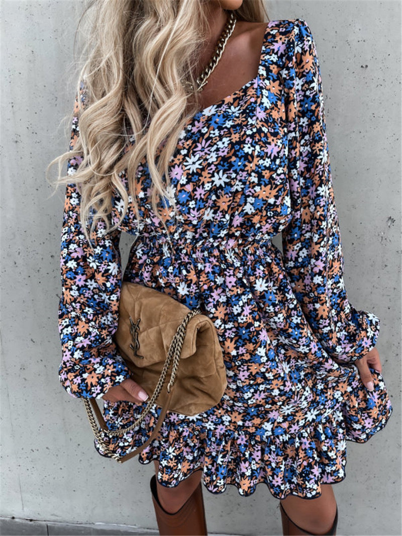 Cathy Floral Bell Sleeve Ruffle Dress - FINAL SALE Ins Street