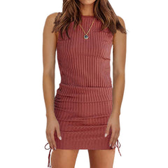 Duo Ribbed Halter Bodycon Dress Ins Street