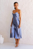 Nessa Asymmetrical Midi Slip Dress - Blue Ins Street