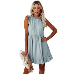 Twirly Sleeveless Chiffon Shift Dress - Denim Blue TYCH-001