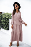 Sanibel Swiss Dot Boho Maxi Dress - Marsala JUST-001