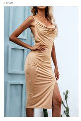 Night To Remember Satin Maxi Dress - Taupe Ins Street