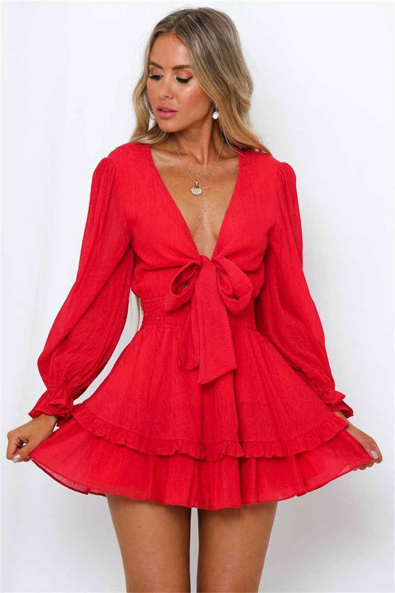 Hot In Here Pleated Chiffon Dress - Red - FINAL SALE Ins Street