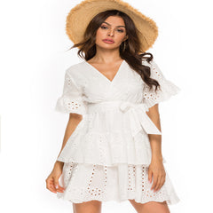 Calliope Cotton Eyelet Wrap Dress - Off White Ins Street